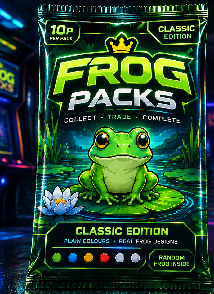 Classic Edition Frog Packs advertising mock-up; real packs may look different.